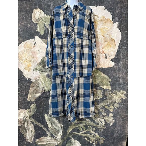 New Free People Plaid It Duster Size Small - Picture 8 of 9
